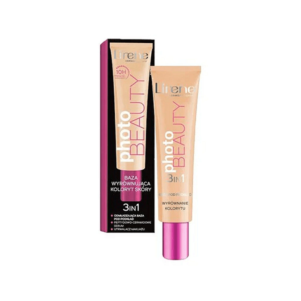 Bază de machiaj Lirene Light Photo Beauty 3 în 1 pentru echilibrarea nuanței tenului, 30 ml